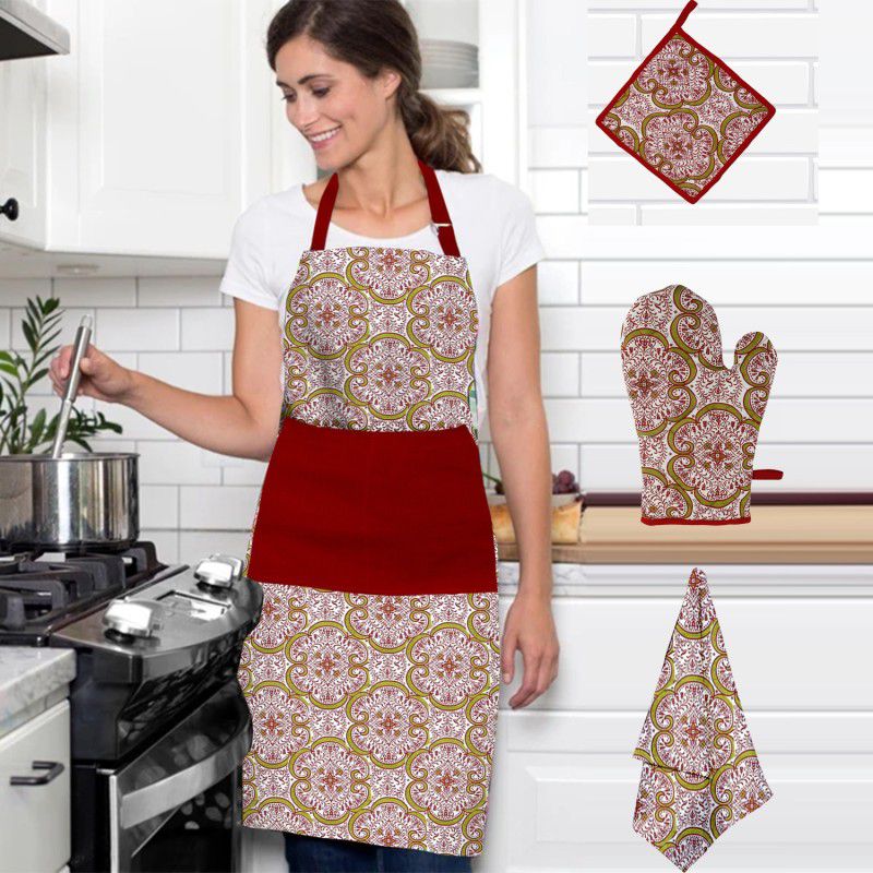 Flipkart SmartBuy Red Cotton Kitchen Linen Set  (Pack of 4)