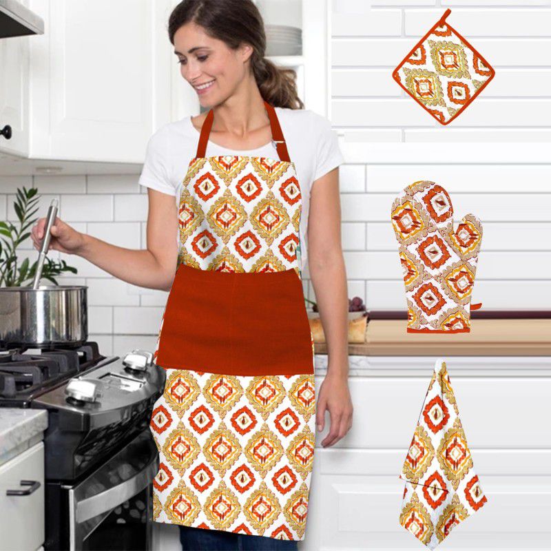 Flipkart SmartBuy Orange Cotton Kitchen Linen Set  (Pack of 4)