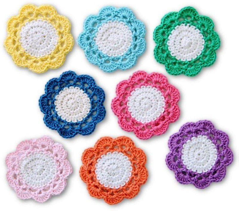 Lovely Arts Collection Round Cotton Coaster Set  (Pack of 4)