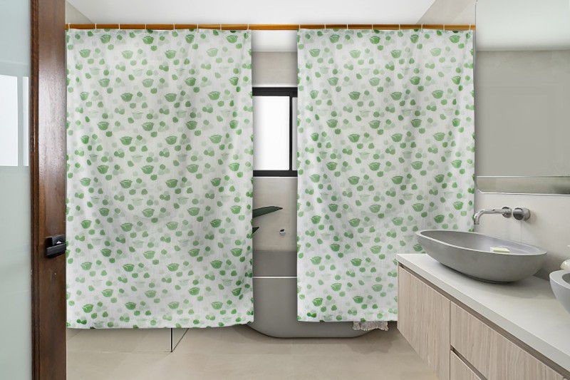STYLISTA 213.36 cm (7 ft) PVC Semi Transparent Shower Curtain (Pack Of 2)  (Floral, Multicolor)