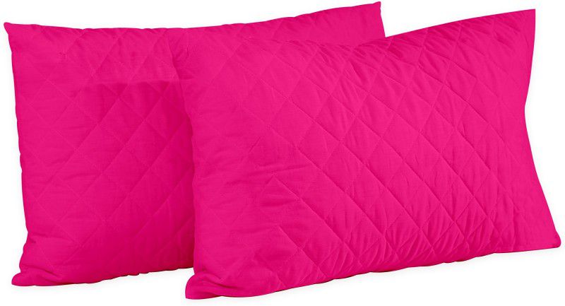 Comfowell Quilted Poly Fiber Filled Zipper Standard Size Pillow Protector  (2, Pink)