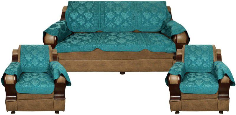 TANLOOMS Dhamaas Firozi Dhamaas Design Velvet Sofa Cover (Firozi Set of 6 Pieces) Sofa Fabric  (Firozi 1.75 m)
