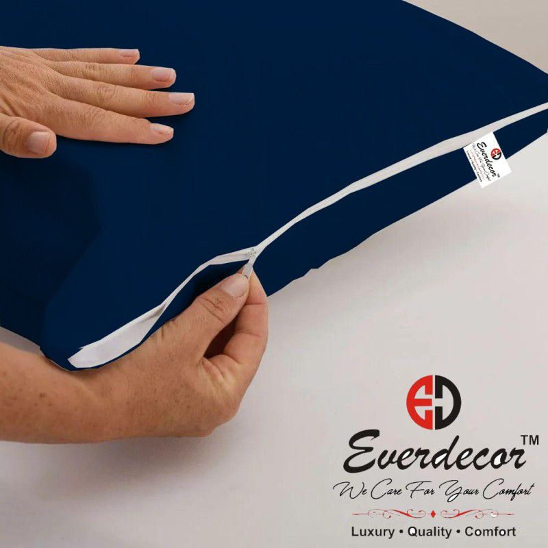 EVERDECOR Plain Poly Fiber Filled Zipper Standard Size Pillow Protector  (2, Blue)