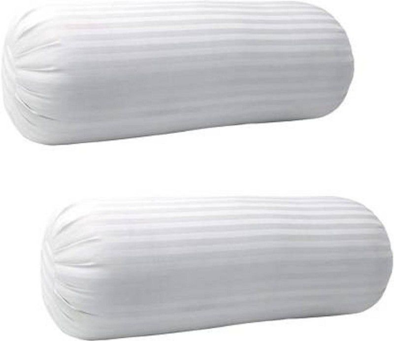 SILAK bedling Cotton Solid Bolster Pack of 2  (White)