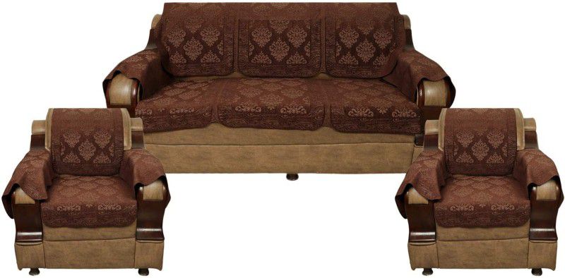 TANLOOMS Dhamaas Brown Dhamaas Design Velvet Sofa Cover (Brown Set of 12 Pieces) Sofa Fabric  (Brown 1.75 m)