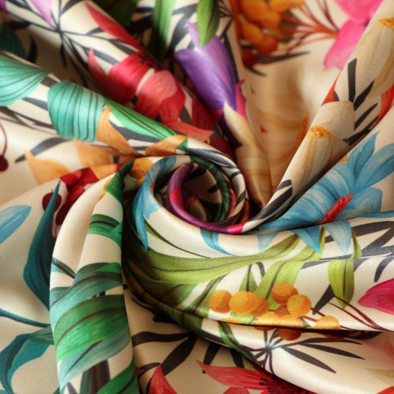 Adfresh Curtain Fabric Floral Design Digital Printed Decorative Furnishing Soft Silky Cloth ( 10 Meter ) Curtain Fabric  (multi, 11 m)