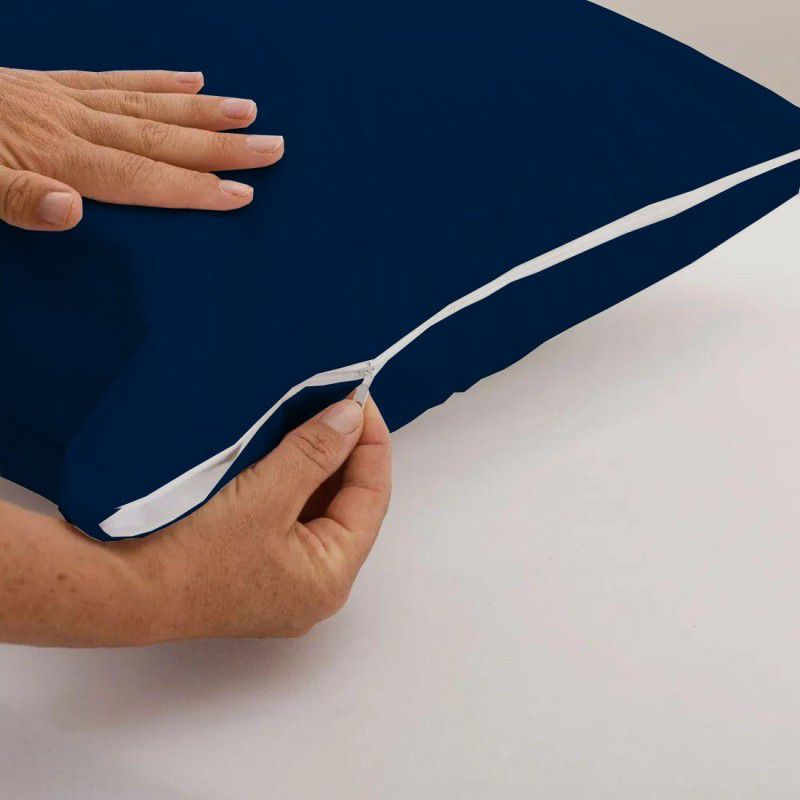 rakhi home décor Plain Poly Fiber Filled Zipper Standard Size Pillow Protector  (2, Blue)