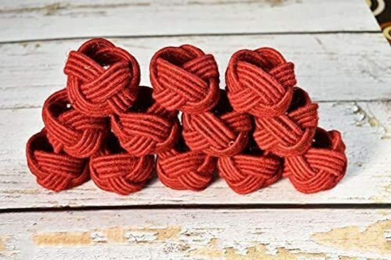 GURU JEE Handmade Jute Napkin Rings Brick Red Set of 6 Set of 6 Napkin Rings  (Red, 25 cm)