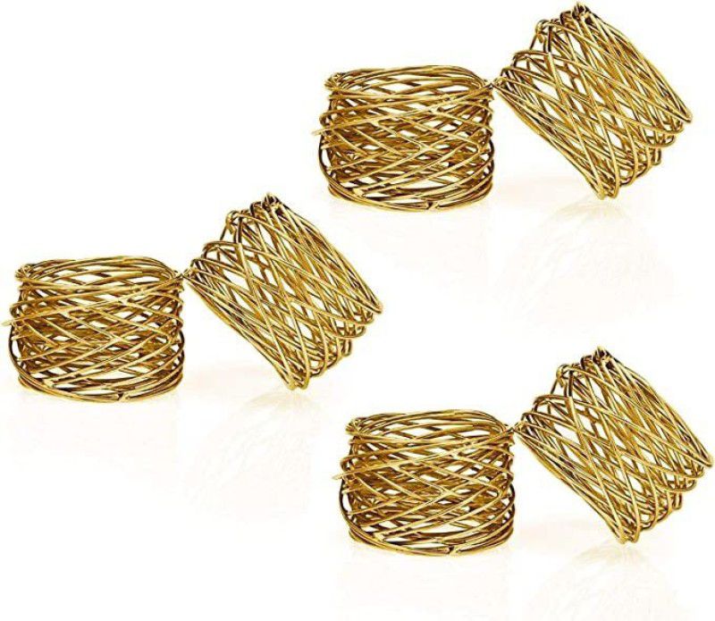 Peacestore NRG101 Set of 6 Napkin Rings  (Gold, 5 cm)