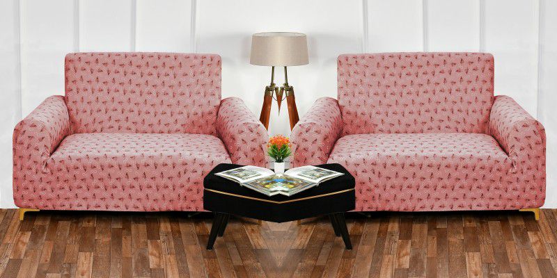 Radha 2 pcs Double seater elastic stretchable sofa cover(Pink) Sofa Fabric Sofa Fabric  (Pink 180 m)