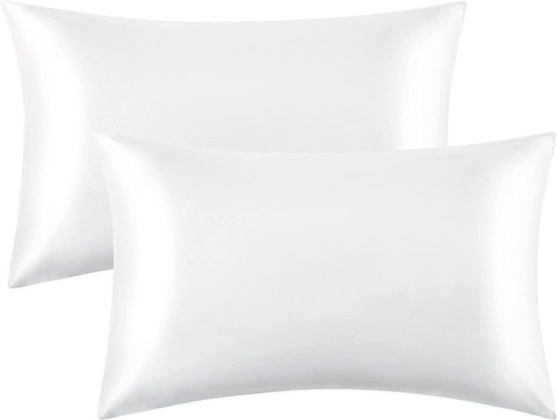 Linenovation Plain Plain Filled Flap Standard Size Pillow Protector  (2, White)