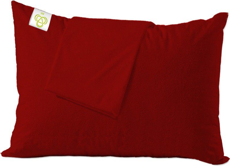 AVI Plain Plain Filled Zipper Standard Size Pillow Protector  (1, Red)