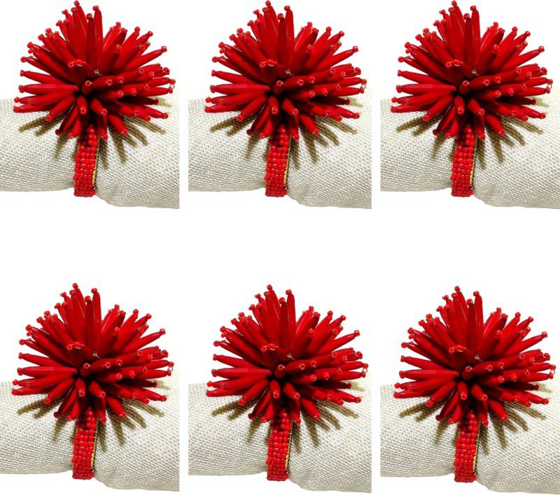 Tabledecor NKIN_11_ST6 | Set of 6 Napkin Rings  (Red, 2 cm)