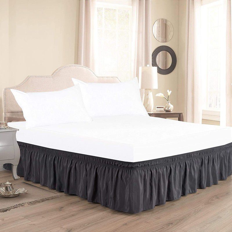 MeckHome Culture Platform Double Size Bed Skirt  (Dark Grey Frill)