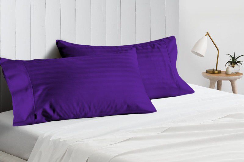 SGI Bedding Striped Cushions & Pillows Cover  (Pack of 2, 46 cm*69 cm, Purple)