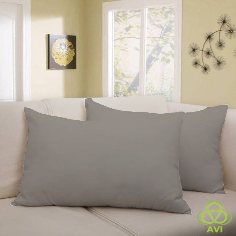 AVI Plain Plain Filled Zipper Standard Size Pillow Protector  (2, Light Grey)