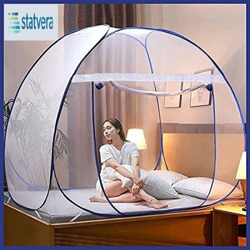 statvera Nylon Adults Washable NEW-Blue Mosquito Net Polyester Adults Net King Size Double bed Mosquito Net Mosquito Net  (Blue, Tent)