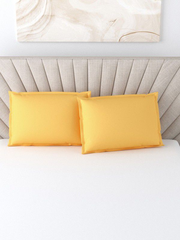 Home Fresh Plain Cotton Filled Flap Standard Size Pillow Protector  (2, Yellow)