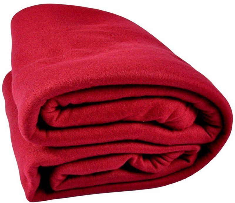 Solid Double Fleece Blanket  (Polyester, Red)