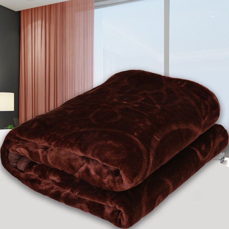 Self Design Double AC Blanket  (Polyester, Brown)