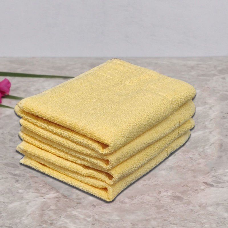 SAJAVAT HOME 4 Piece Cotton Bath Linen Set M  (Yellow, Pack of 4)