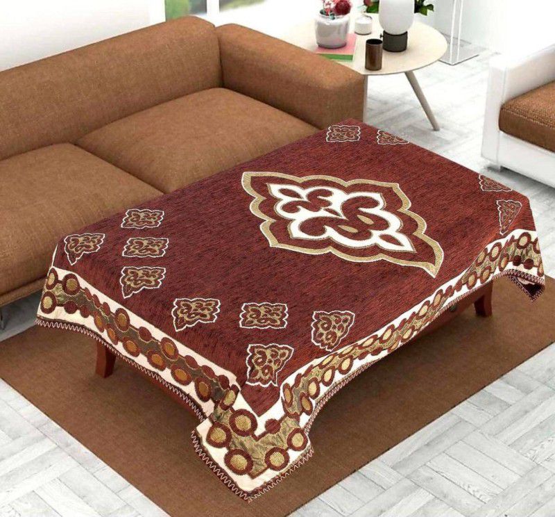 Shopway Collection Damask 4 Seater Table Cover  (Brown, Velvet)