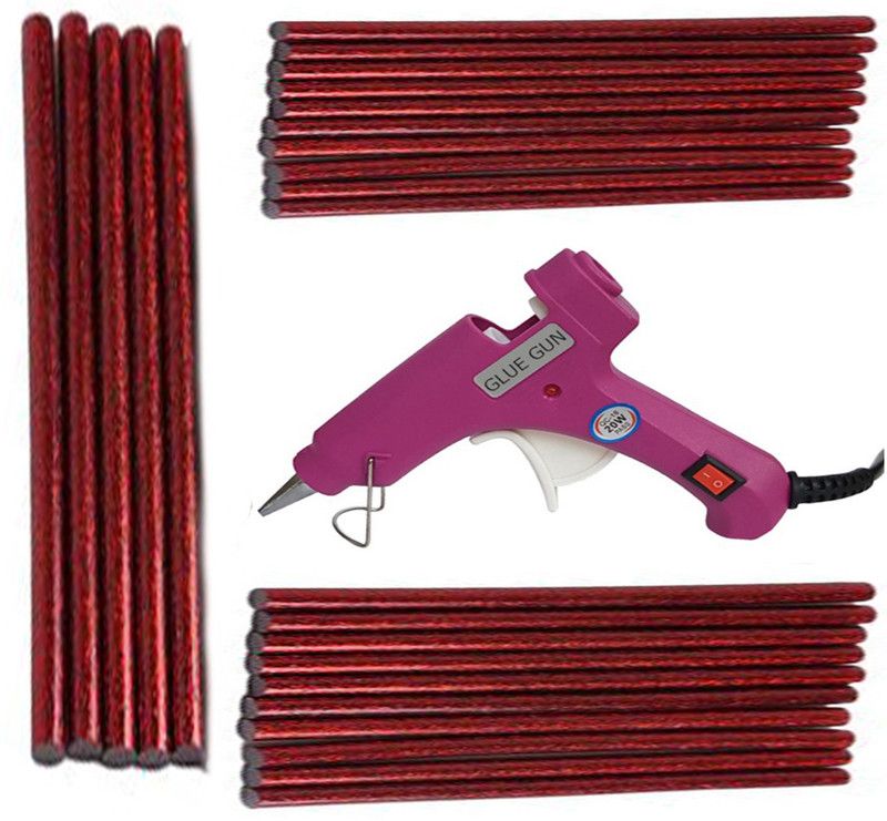 glun iwill Magenta Glue gun with 25 red stick (leak proof) Standard Temperature Corded Glue Gun  (7 mm)