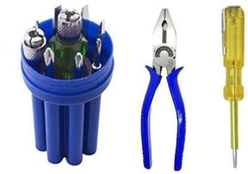 Airfit 8in1 screwdriver set with a lineman plier and a analog tester Power & Hand Tool Kit  (10 Tools)