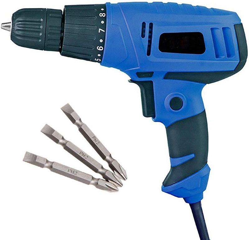 MLD electric screwdriver machine corded 230v drill screw gun with reverse forward torque adjustable system heavy 10mm keyless chuck & magnetic PH2 plus minus bit-ABS666 Pistol Grip Drill  (10 mm Chuck Size)