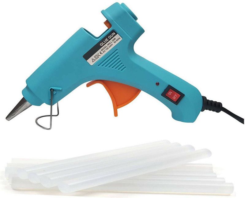 T Gum Fairsdeal - 20 watt Sky blue and orange/ with 07 glue sticks/ with on-off button/ with indicator/ with stand/ with high quality/ hot melt Standard Temperature Corded Glue Gun  (7 mm)
