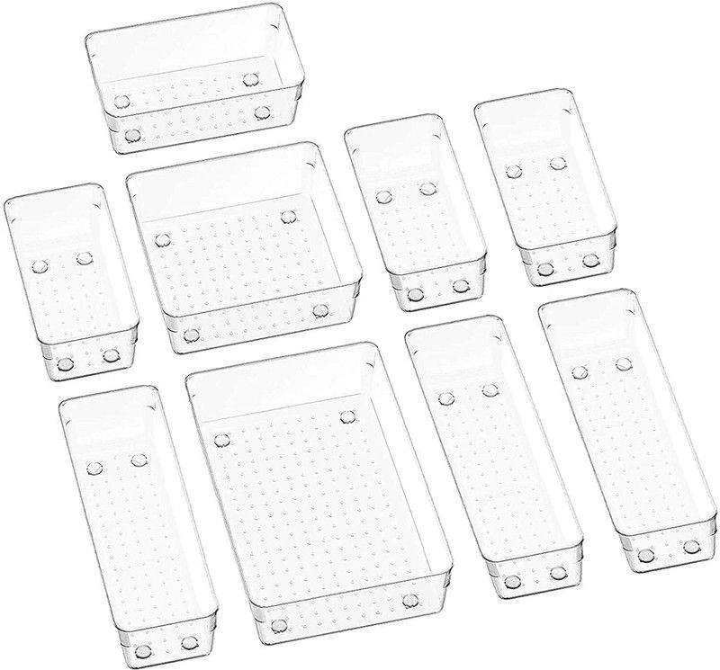 INKULTURE Drawer Organizer Storage for Kitchen, Office, Bathroom, Vanity Makeup | 09 Pcs Drawer Divider  (Plastic)