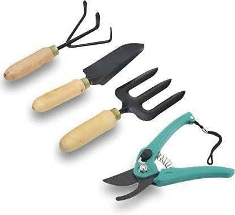 Kenware Garden Tool Set Big Trowel, Hand Fork, Hand Rake & Pruner/Cutter for Gardening Garden Tool Kit  (4 Tools)