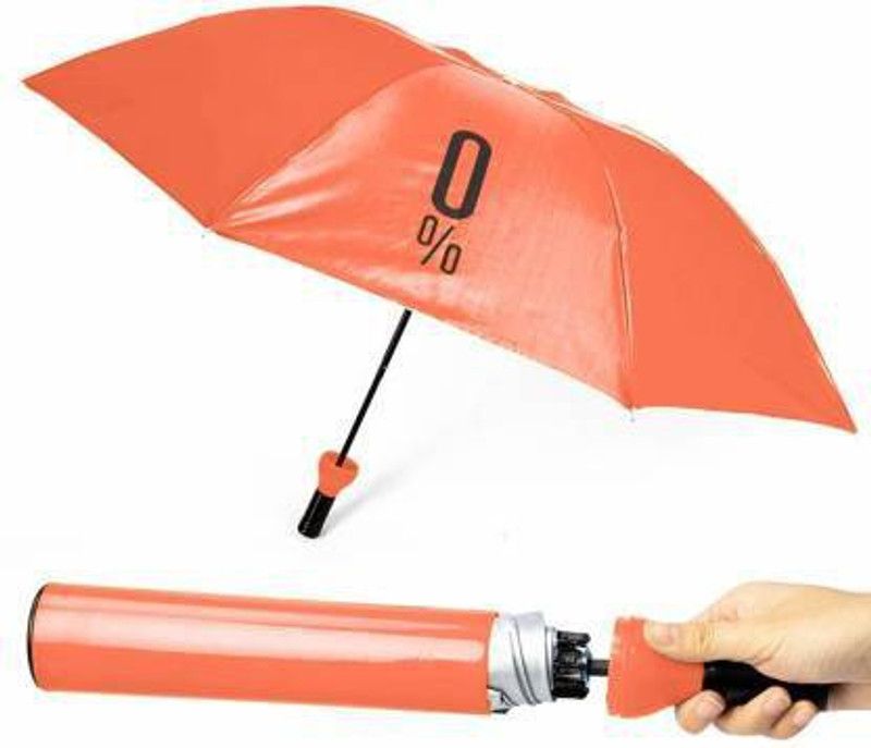 Zhola Foldable Double Layer Outdoor Sun-Rain Gear Bottle Design Mini Umbrella Orange Umbrella  (Orange)