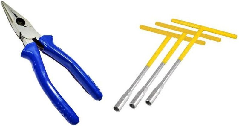vyas 8mm,10mm,13mm t spanner pack of 3 combo Single Sided T Type Wrench (Pack of 3) and 105 nose needle plier Power & Hand Tool Kit  (4 Tools)