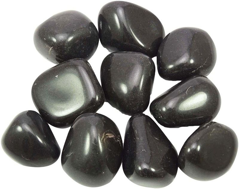unpolished Black River Stone Garden Home Decor 1 KG Marble Pebble Wooden Table 06 Marble Stone  (Black 1 kg)