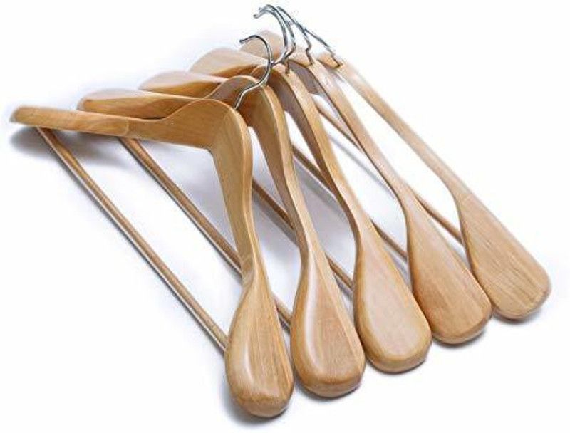 Star Work Natural Finish Super Sturdy and Durable Wooden Hangers (3) Wooden Coat Pack of 3 Hangers For Coat  (Beige)
