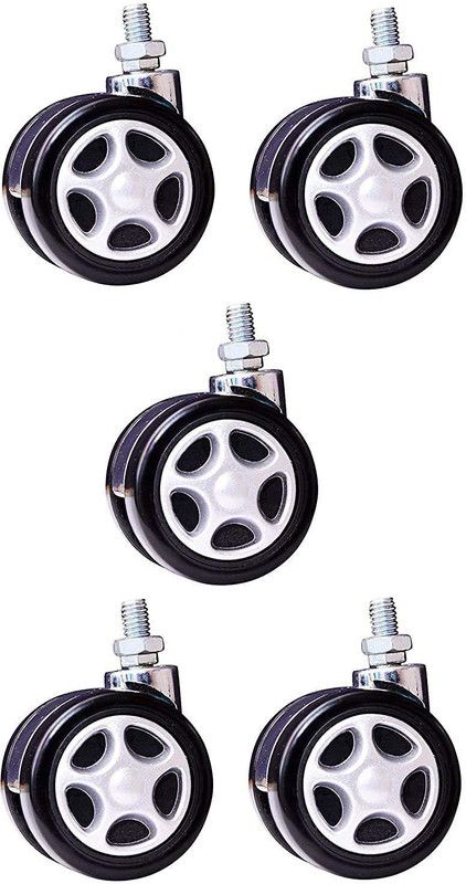 Desithat Threaded Twin Castor Revolving Chair Wheel Black Set of 5 Appliance Furniture Caster  (Pack of5)