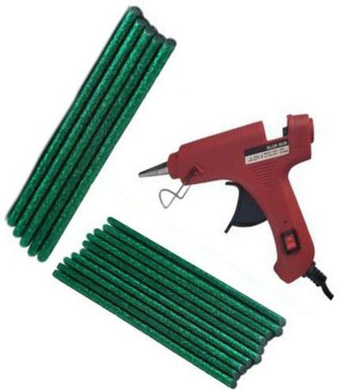 Eurospa Eagle Red with 15 Green Glitter Stick Standard Temperature Corded Glue Gun  (7 mm)