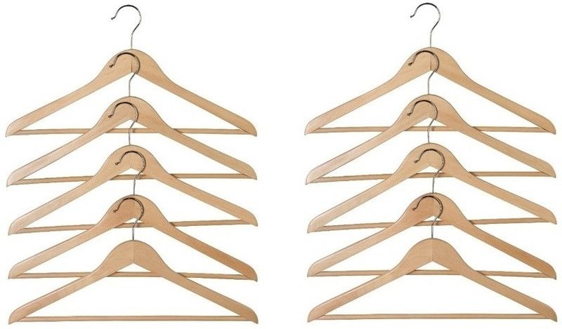 PHOENIX Wooden Shirt Pack of 10 Hangers For Shirt  (Brown)