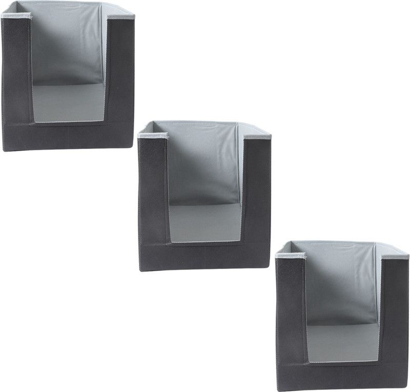 PRETTY KRAFTS Shelf Organizers  (Grey, Black, Polyester)