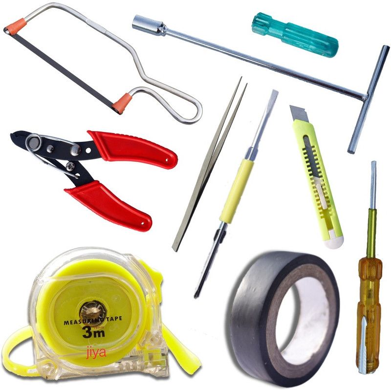 Jiya S560TOOL KIT- STEET T 10MM I TESTER I TAPE I TWEEZER I M TAPE 3MM ETC.. Standard Screwdriver Set  (Pack of 9)