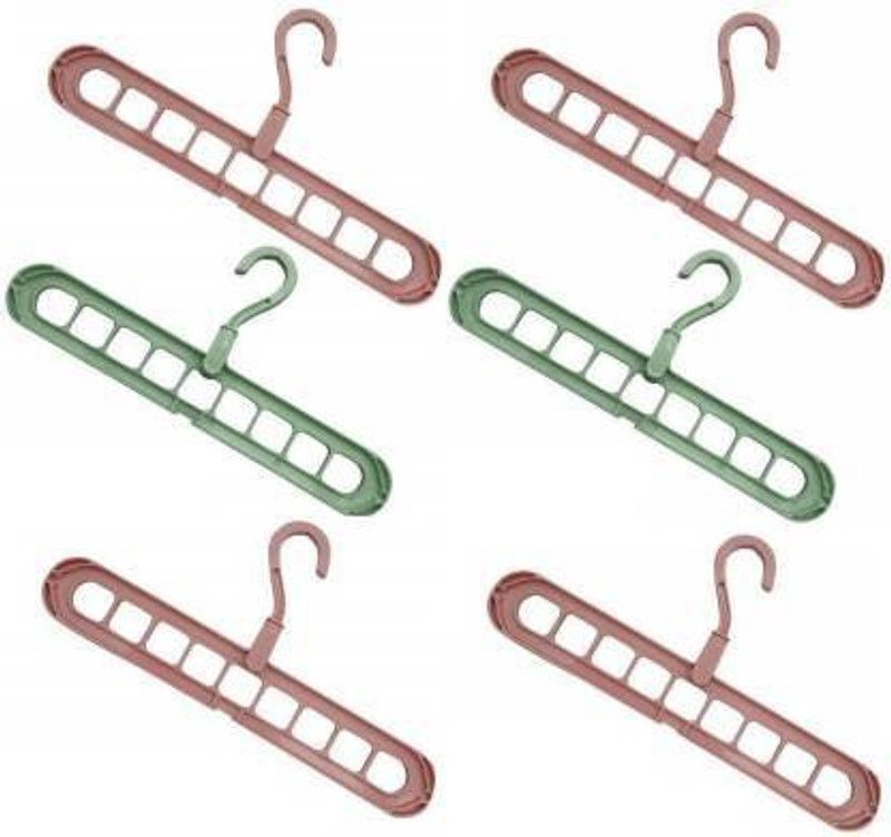 TheNextStore Pack of 6 360° rotating space saver multifunctional 9-hole hanger Plastic Pack of 6 Hangers  (Multicolor)