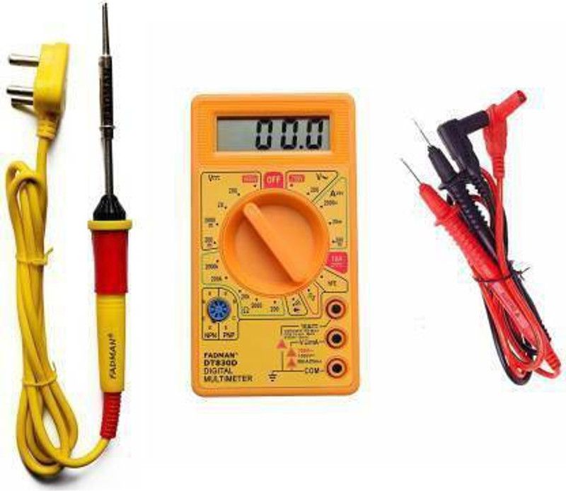 KAS.GROUP Basic Complete Part Type-2 Soldering Iron Kit | Digital Multimeter | Soldering Iron 25 W Simple (Flat Tip) 25 W Temperature Controlled 25 W Temperature Controlled  (Flat Tip)