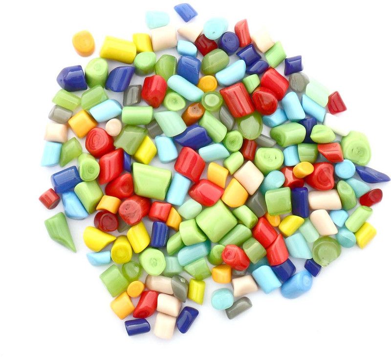 Beadworks Beadworks Multicolor high Glossy beads for decoration(PEBBLES-GL-5-250 Gm) Polished Asymmetrical Fire Glass Pebbles  (Multicolor 250 g)