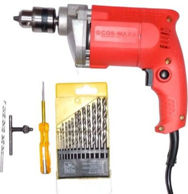 Flymoon 10mm Electric Drill Machine with 13pc hss drill set 1 pc masonary bit, Tester Pistol Grip Drill  (10 mm Chuck Size)
