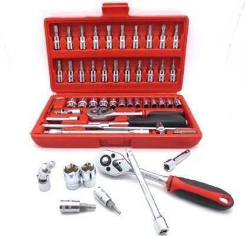 vyas High Quality 46pcs 1/4-Inch Socket Set Tool Ratchet Torque Wrench Combo Tools Kit Car Repair Tools Set Socket Set (Pack of 1) Socket Set  (Pack of 1)