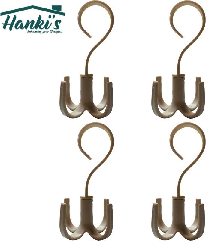 Hanki's Multipurpose Quad Hook Hanger Plastic Scarf Pack of 4 Hangers For Scarf  (Beige)