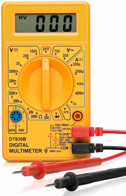 Scriptronics DT830B LCD Digital Voltmeter Ammeter Ohm Multimeter Digital Multimeter  (Yellow 8000 Counts)