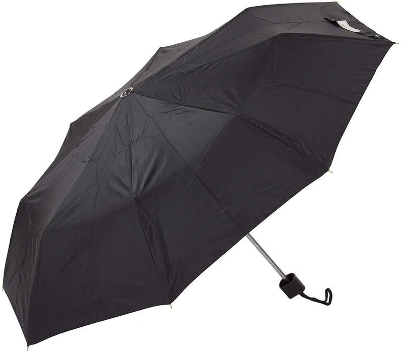 K.C Paul 3 Fold (Raj) Polyster Black Umbrella  (Black)