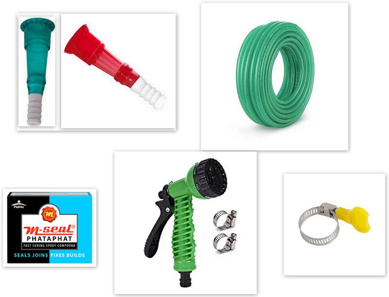 SHARANWARE SHCO161 1/2 INCH (0.5 mm) BRAIDED HOSE 10 METER (32.5 FEET) + GARDEN SPRAYER Hose Pipe  (10 m)